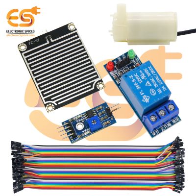 Combo of Rain Detect Sensor for School Project with Jumper Wire|Water Pump & 5V Relay Module (43 Item)
